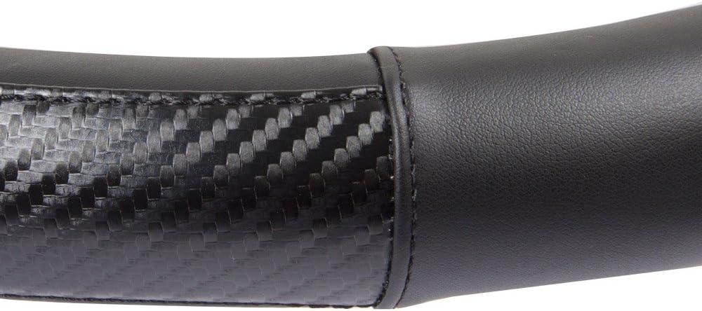 imageBDK Carbon Fiber Steering Wheel Cover White Vinyl with Fiber Accent  Black Carbon 14515 inchBlack