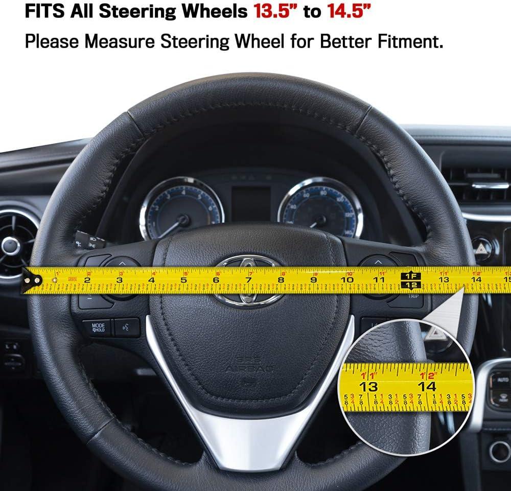 imageBDK Carbon Fiber Steering Wheel Cover White Vinyl with Fiber Accent  Black Carbon 14515 inchBlack