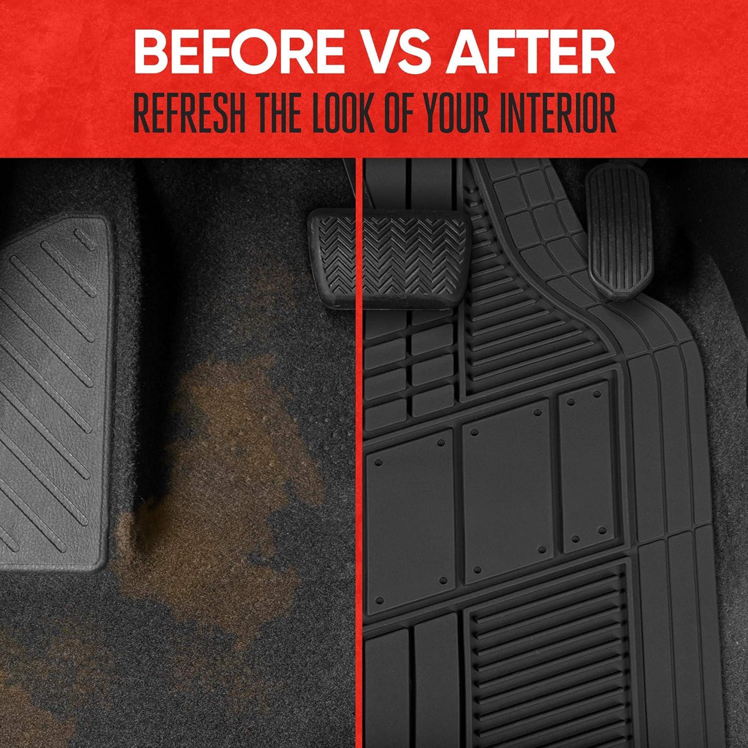 imageMOTOR TREND DualFlex Rubber Car Floor Mats All Weather Waterproof 4Piece Sporty TwoTone Design Car Mats Full Set  Universal TrimtoFit Floor Mats for Car SUV ampamp Trucks  Car Carpet ProtectorBlack