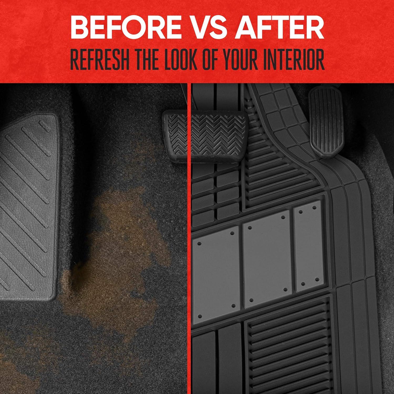 imageMOTOR TREND DualFlex Rubber Car Floor Mats All Weather Waterproof 4Piece Sporty TwoTone Design Car Mats Full Set  Universal TrimtoFit Floor Mats for Car SUV ampamp Trucks  Car Carpet ProtectorGray