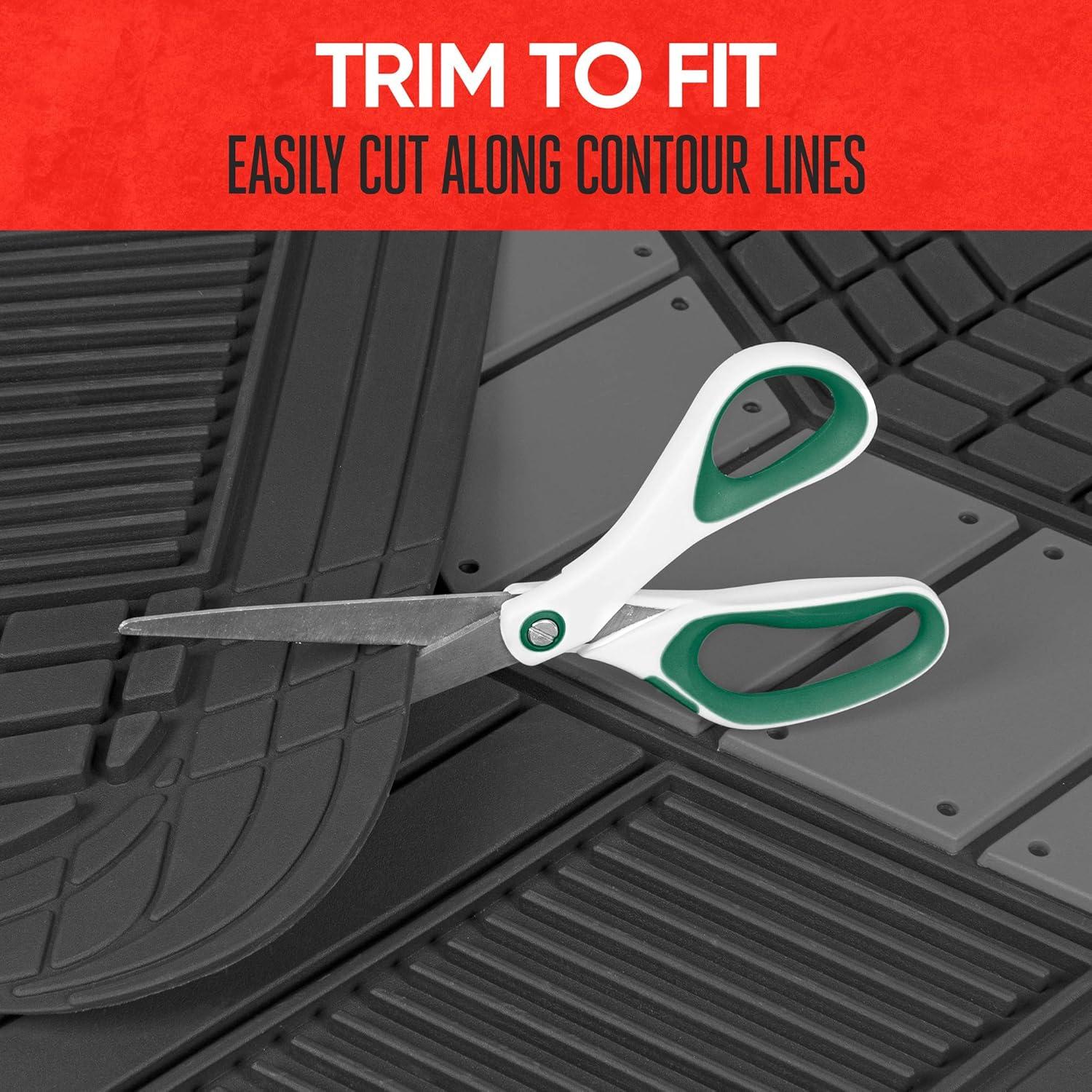 imageMOTOR TREND DualFlex Rubber Car Floor Mats All Weather Waterproof 4Piece Sporty TwoTone Design Car Mats Full Set  Universal TrimtoFit Floor Mats for Car SUV ampamp Trucks  Car Carpet ProtectorGray