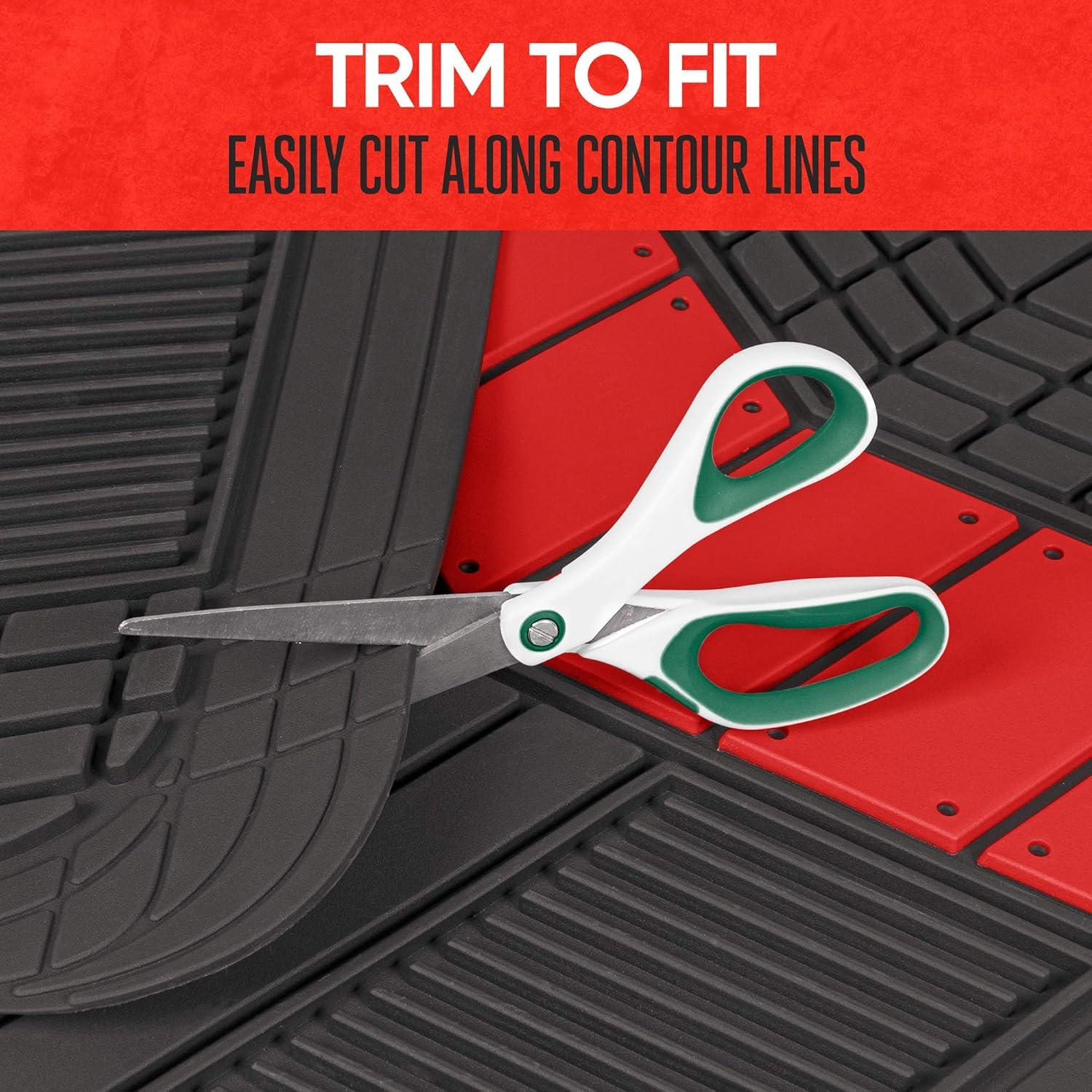 imageMOTOR TREND DualFlex Rubber Car Floor Mats All Weather Waterproof 4Piece Sporty TwoTone Design Car Mats Full Set  Universal TrimtoFit Floor Mats for Car SUV ampamp Trucks  Car Carpet ProtectorRed