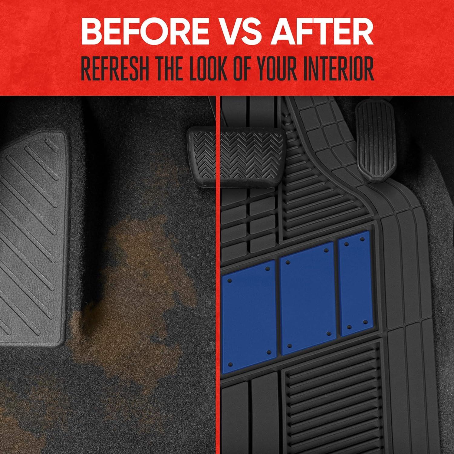 imageMOTOR TREND DualFlex Rubber Car Floor Mats All Weather Waterproof 4Piece Sporty TwoTone Design Car Mats Full Set  Universal TrimtoFit Floor Mats for Car SUV ampamp Trucks  Car Carpet ProtectorBlue