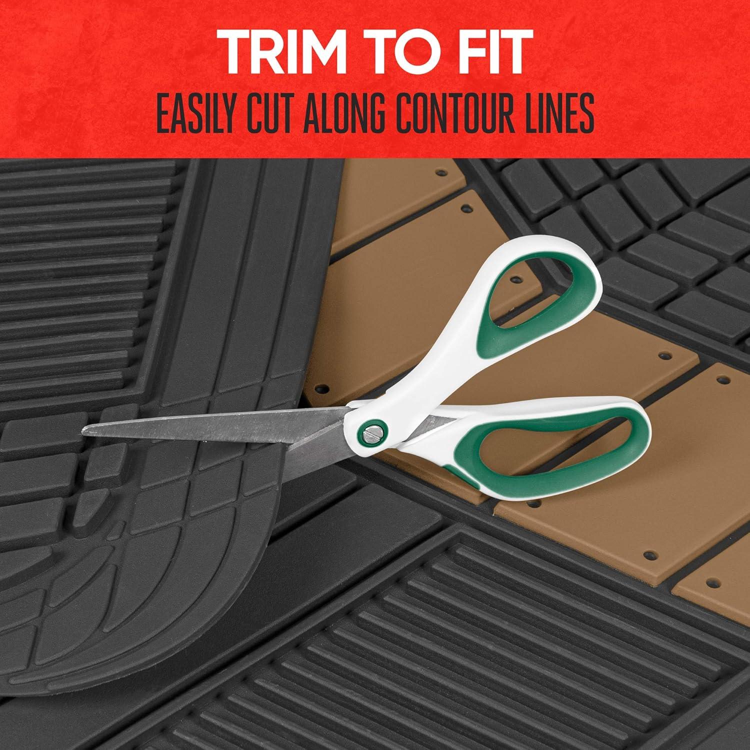 imageMOTOR TREND DualFlex Rubber Car Floor Mats All Weather Waterproof 4Piece Sporty TwoTone Design Car Mats Full Set  Universal TrimtoFit Floor Mats for Car SUV ampamp Trucks  Car Carpet ProtectorBeige