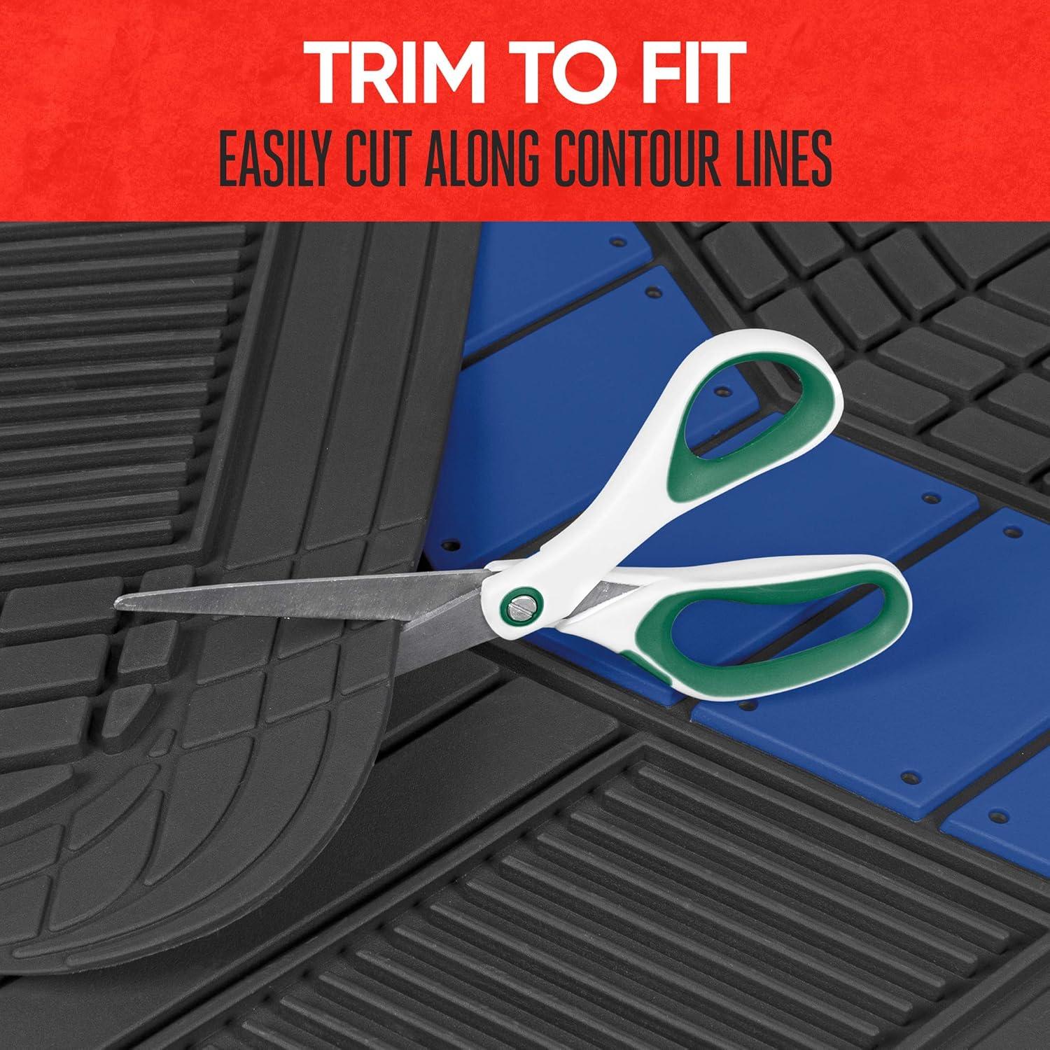 imageMOTOR TREND DualFlex Rubber Car Floor Mats All Weather Waterproof 4Piece Sporty TwoTone Design Car Mats Full Set  Universal TrimtoFit Floor Mats for Car SUV ampamp Trucks  Car Carpet ProtectorBlue