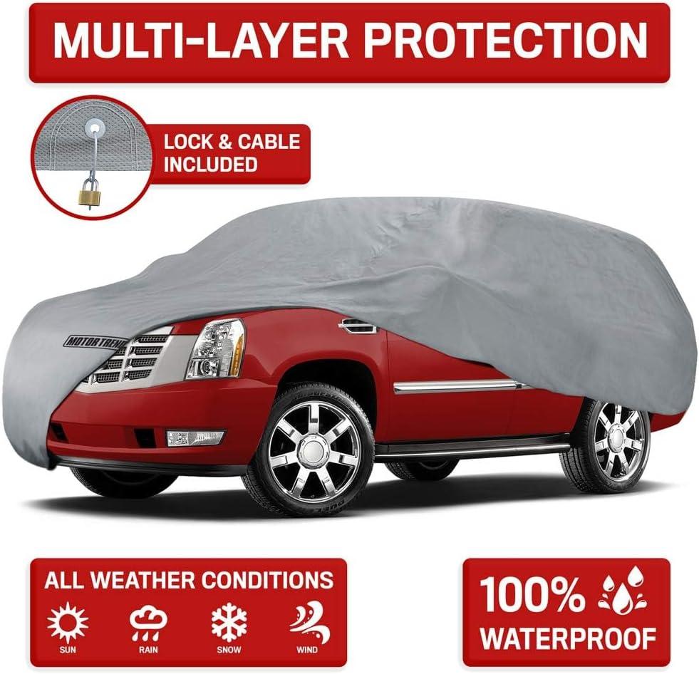 imageMotor Trend 4Layer 4Season Auto Waterproof Outdoor UV Protection for Heavy Duty Use Full Car Cover for Vans Suvs Crossovers up to 185quot185 L x 72 W x 56H