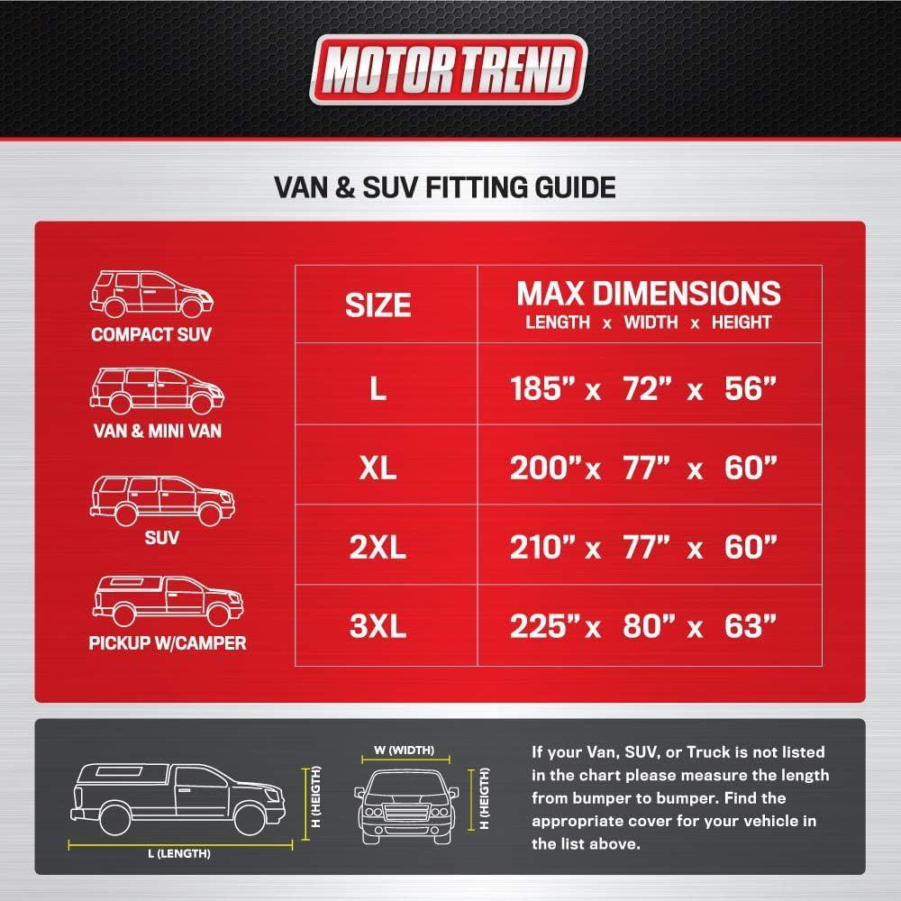 imageMotor Trend 4Layer 4Season Auto Waterproof Outdoor UV Protection for Heavy Duty Use Full Car Cover for Vans Suvs Crossovers up to 185quot185 L x 72 W x 56H