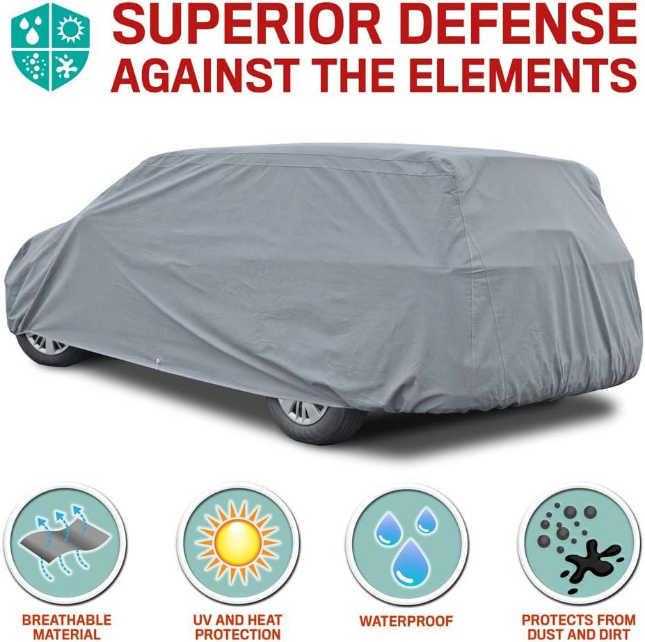 imageMotor Trend 4Layer 4Season Auto Waterproof Outdoor UV Protection for Heavy Duty Use Full Car Cover for Vans Suvs Crossovers up to 185quot200 L x 77 W x 60H