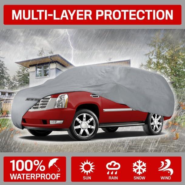 imageMotor Trend 4Layer 4Season Auto Waterproof Outdoor UV Protection for Heavy Duty Use Full Car Cover for Vans Suvs Crossovers up to 185quot225 L x 80 W x 63H