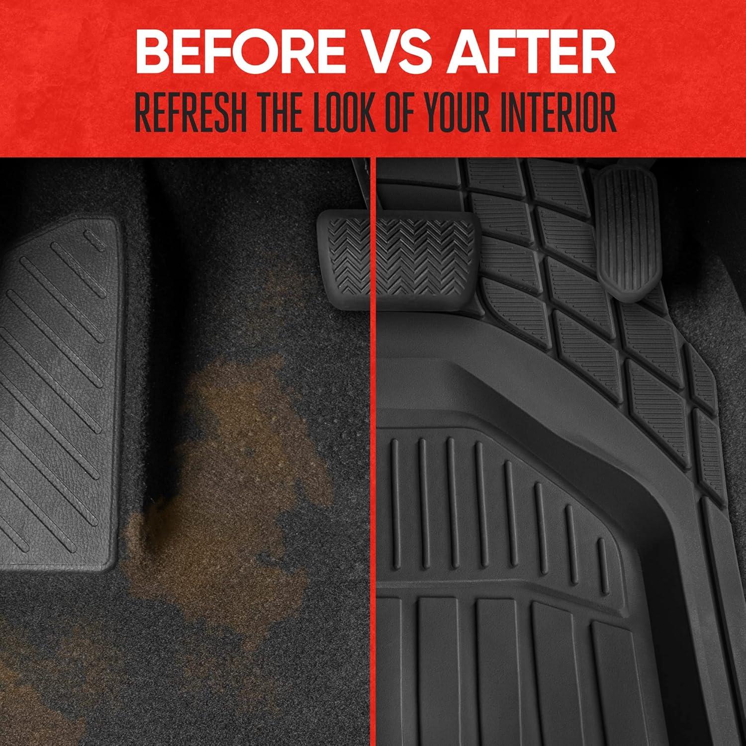 imageMotor Trend 943GR FlexTough Defender Car Floor Mats Next Generation Deep Dish Heavy Duty Contour Liners for Car SUV Truck ampamp VanAll Weather Protection Trim to Fit Most Vehicles GrayBlack