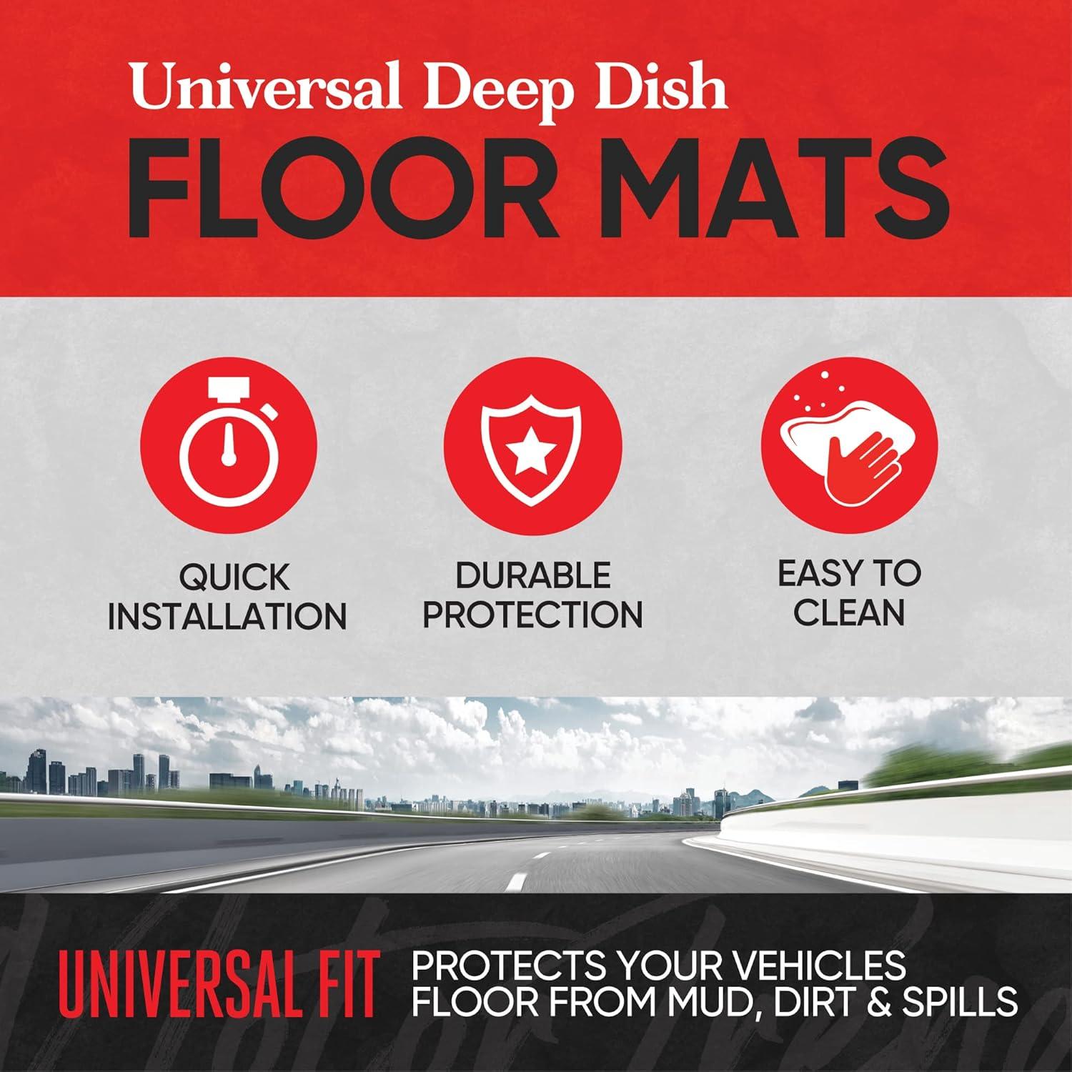 imageMotor Trend 943GR FlexTough Defender Car Floor Mats Next Generation Deep Dish Heavy Duty Contour Liners for Car SUV Truck ampamp VanAll Weather Protection Trim to Fit Most Vehicles GrayBlack