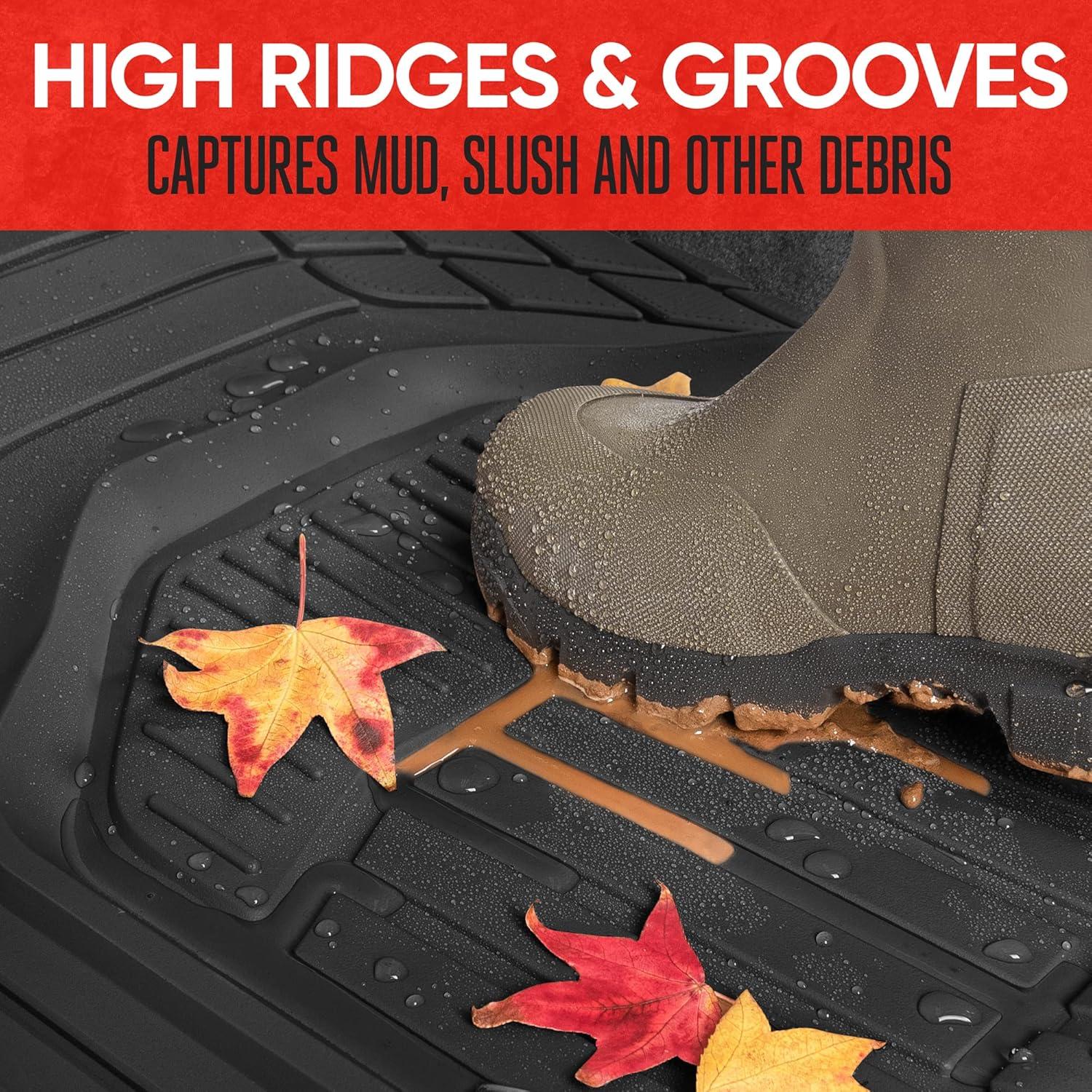 imageMotor Trend 943GR FlexTough Defender Car Floor Mats Next Generation Deep Dish Heavy Duty Contour Liners for Car SUV Truck ampamp VanAll Weather Protection Trim to Fit Most Vehicles GrayBlack