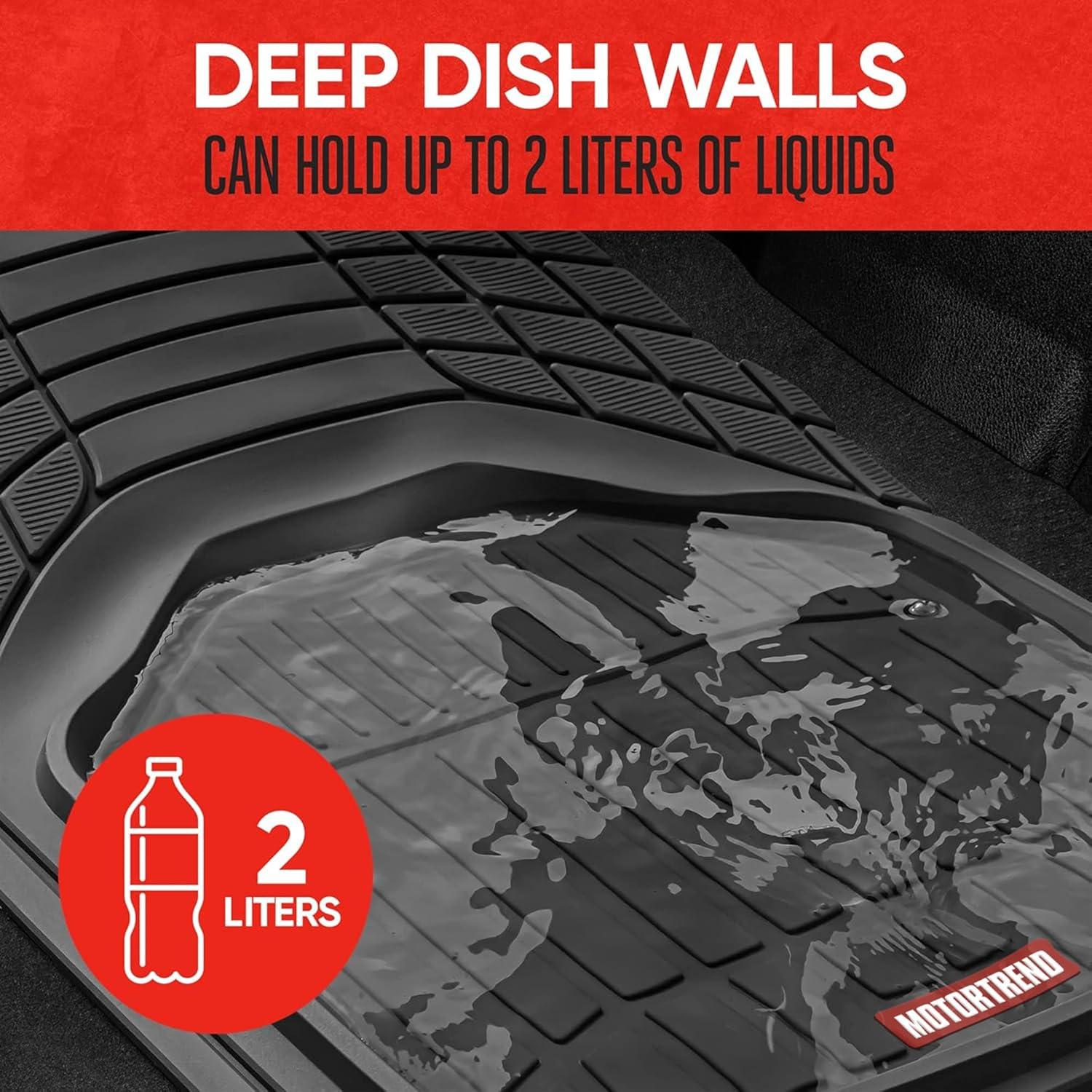 imageMotor Trend 943GR FlexTough Defender Car Floor Mats Next Generation Deep Dish Heavy Duty Contour Liners for Car SUV Truck ampamp VanAll Weather Protection Trim to Fit Most Vehicles GrayBlack