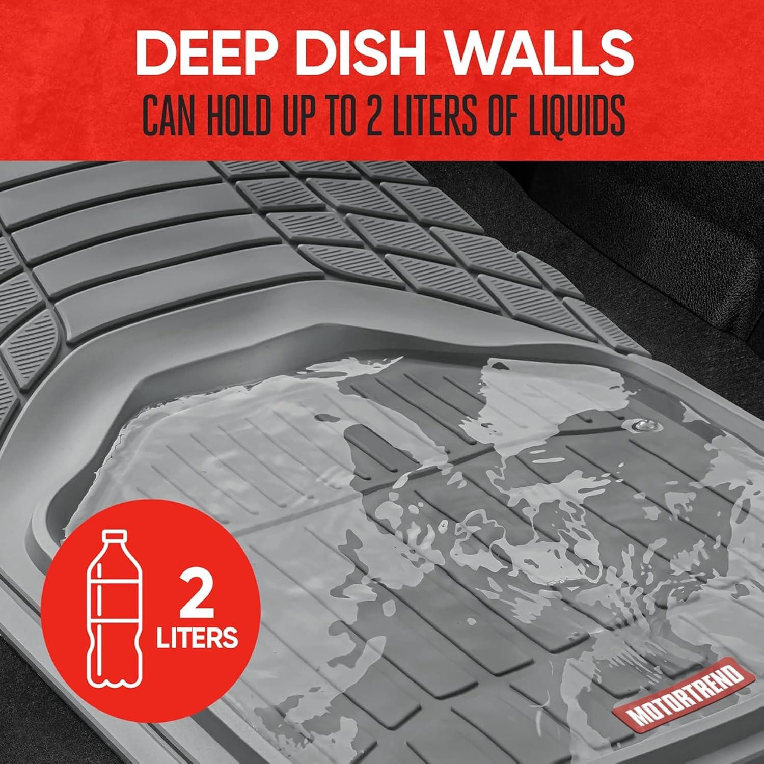 imageMotor Trend 943GR FlexTough Defender Car Floor Mats Next Generation Deep Dish Heavy Duty Contour Liners for Car SUV Truck ampamp VanAll Weather Protection Trim to Fit Most Vehicles GrayGray