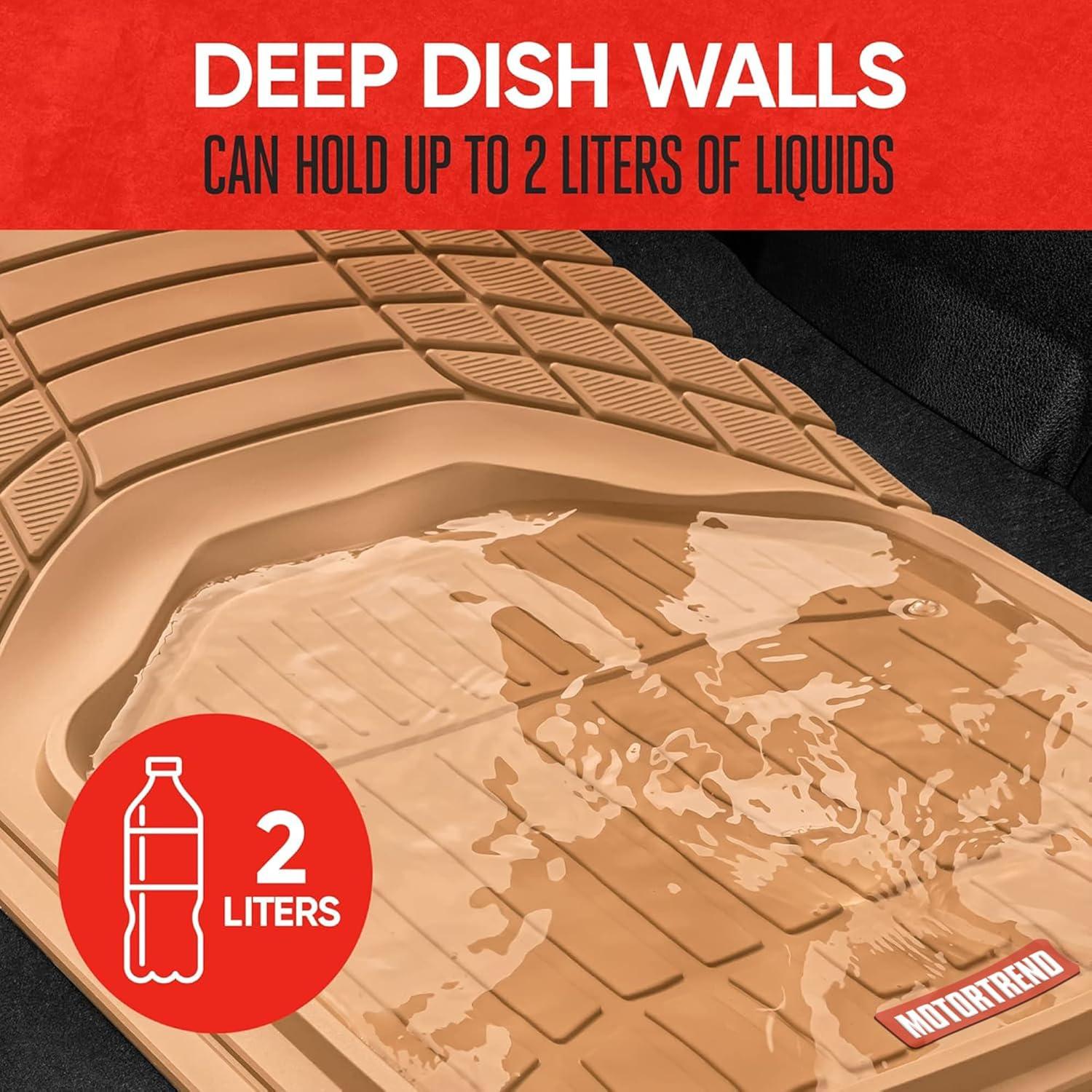 imageMotor Trend 943GR FlexTough Defender Car Floor Mats Next Generation Deep Dish Heavy Duty Contour Liners for Car SUV Truck ampamp VanAll Weather Protection Trim to Fit Most Vehicles GrayBeige