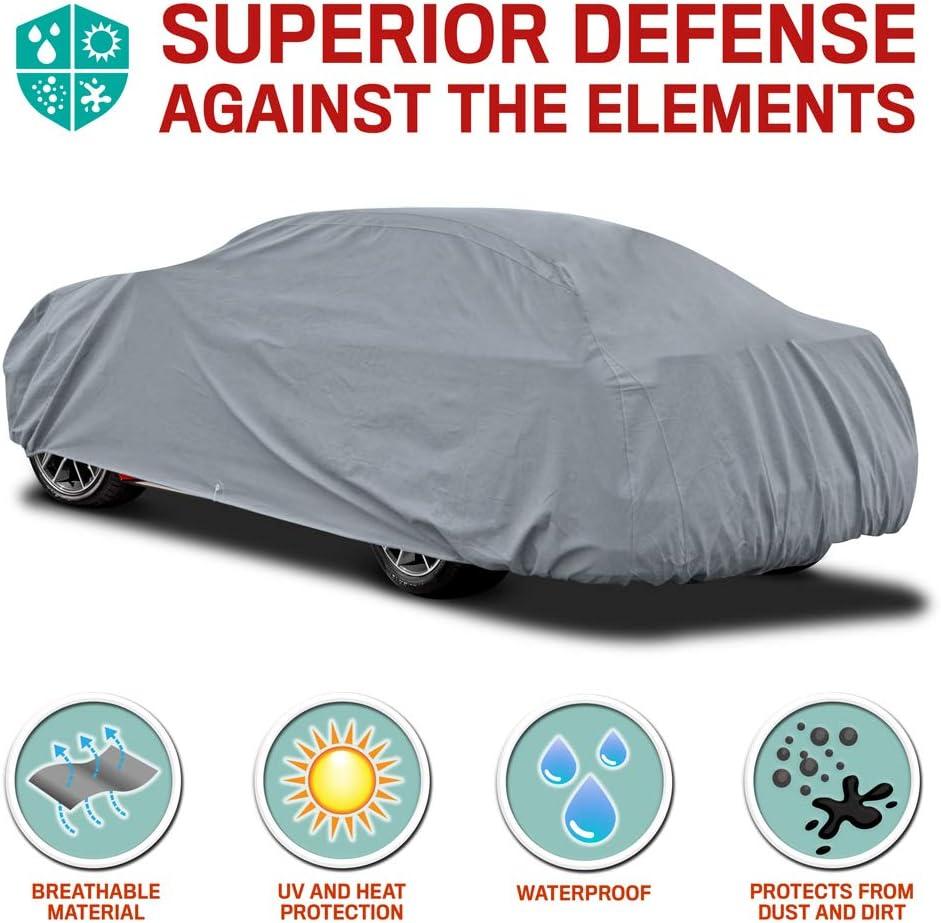 imageMotor Trend Breathable Lightweight Car Cover AntiMoisture BuildUp WaterResistant ScratchResistant TravelFriendly Universal Fit for Cars SUVs Trucks Vans AllWeather OutdoorIndoor L 190quot LS