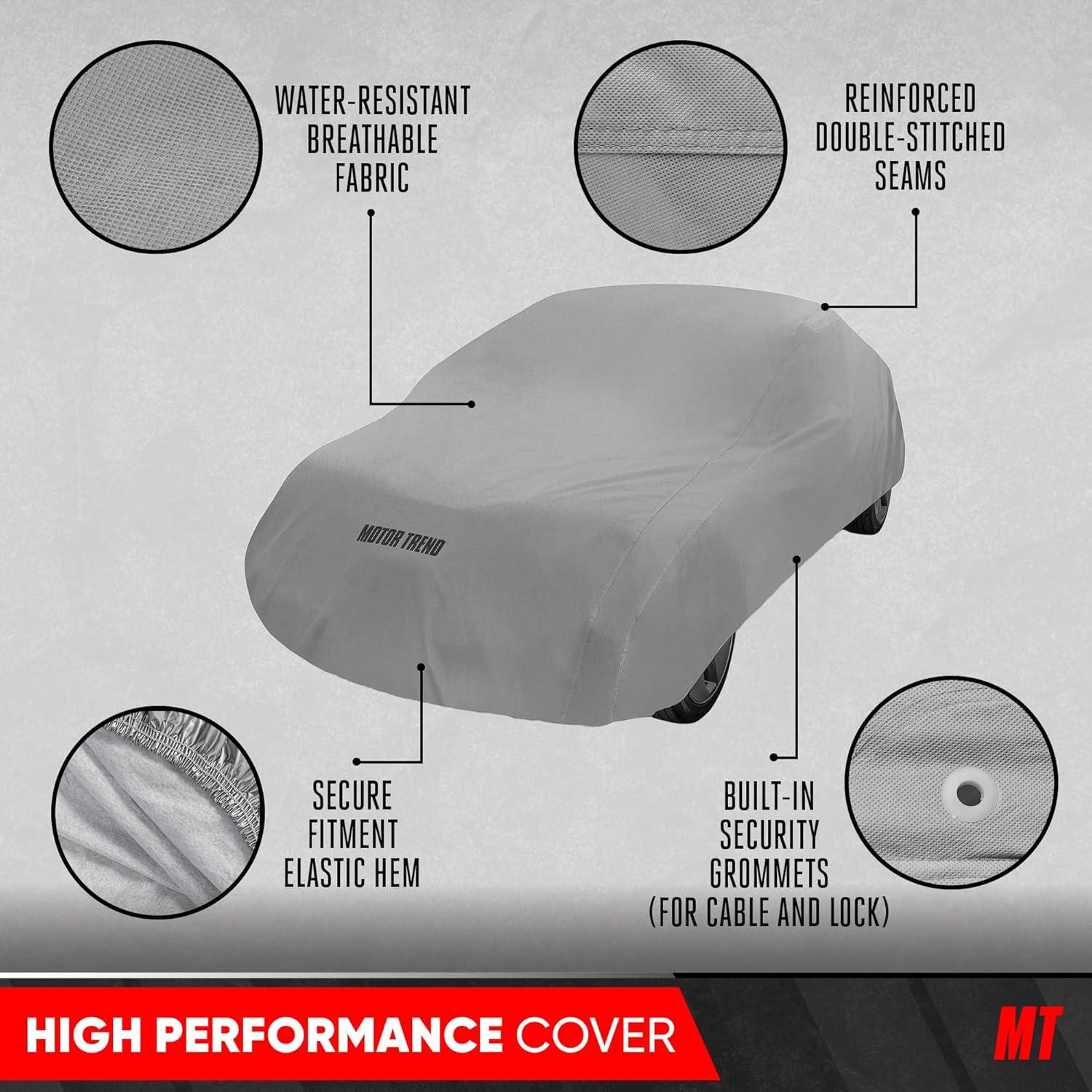 imageMotor Trend Breathable Lightweight Car Cover AntiMoisture BuildUp WaterResistant ScratchResistant TravelFriendly Universal Fit for Cars SUVs Trucks Vans AllWeather OutdoorIndoor L 190quot LXL