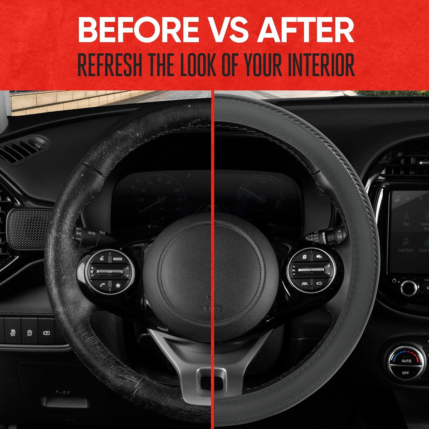 imageMotor Trend Carbon Fiber Grip Steering Wheel Cover  CarbonGripX Charcoal Gray and Black Comfortable NonSlip Design