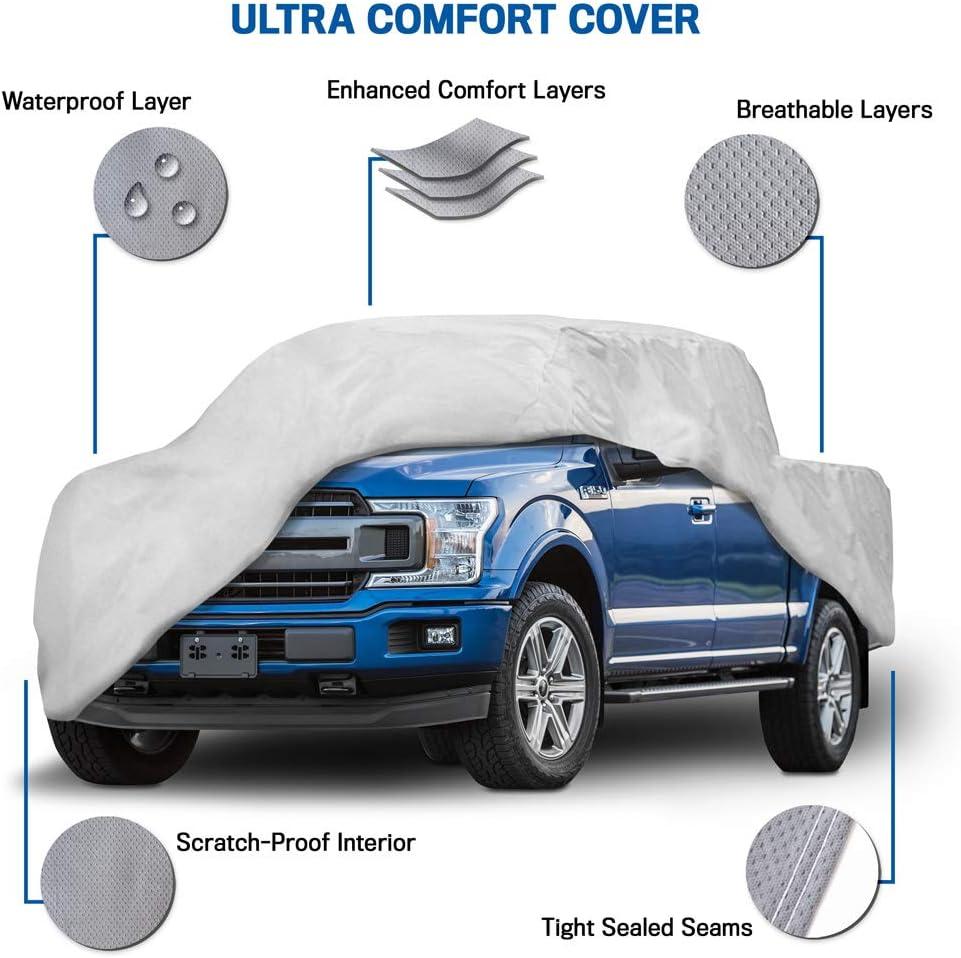 imageMotor Trend Custom Fit Truck Cover for Ford F150 Super CrewCab Short Bed 20012019 Heavy Duty Car Cover Waterproof All Weather Indoor Outdoor Heavy Duty Car Cover for Automobiles Winter StorageMax Bed Length 96  250 L x 80 W x 69 H