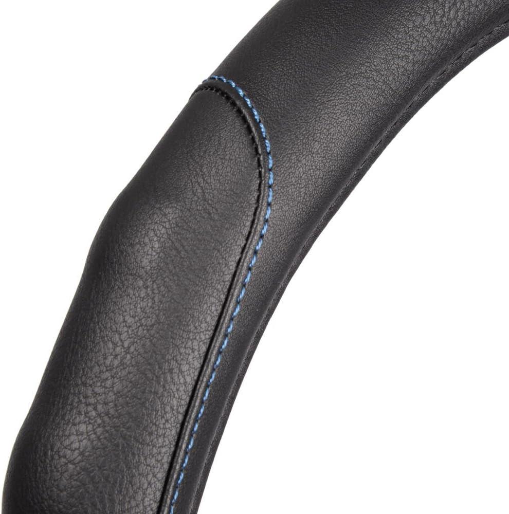 imageMotor Trend Ergonomic Grip Steering Wheel CoverProtector for Small Size Steering Wheels in Cars SUVs Boats 135145quot Grip Drive Pro Comfort Grip BlackBlack StitchingBlack  Blue Stitching