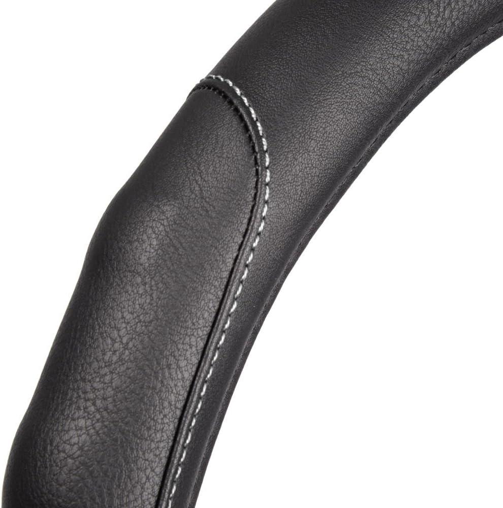 imageMotor Trend Ergonomic Grip Steering Wheel CoverProtector for Small Size Steering Wheels in Cars SUVs Boats 135145quot Grip Drive Pro Comfort Grip BlackBlack StitchingBlack  Gray Stitching