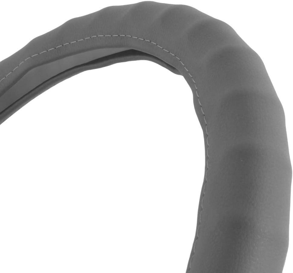 imageMotor Trend Ergonomic Grip Steering Wheel CoverProtector for Small Size Steering Wheels in Cars SUVs Boats 135145quot Grip Drive Pro Comfort Grip BlackBlack StitchingGenuine Leather Gray