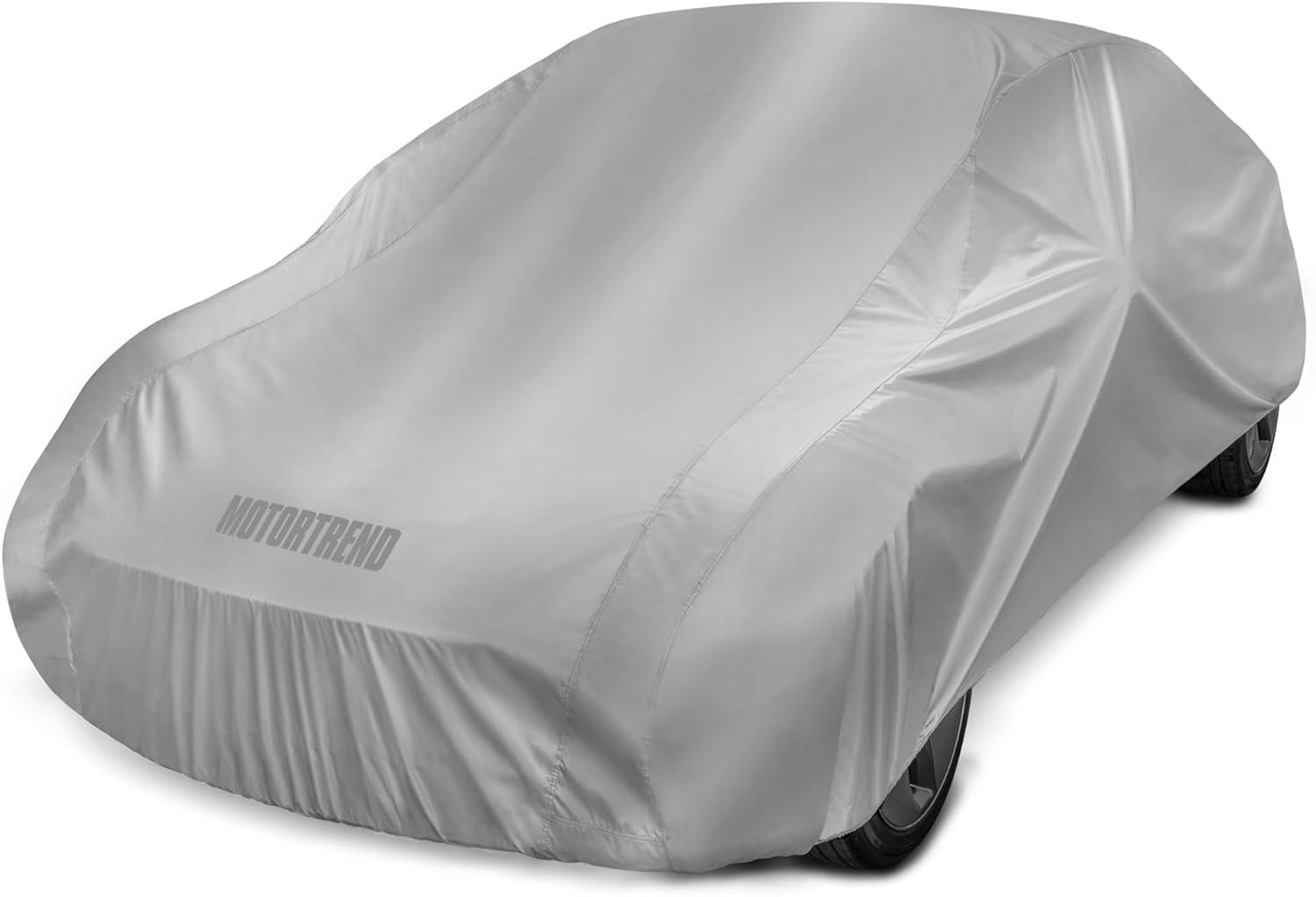 imageMotor Trend FlexCover Waterproof Car Cover for Rain Wind All Weather L Fits up to 190 x 70 x 50 inchesSilver