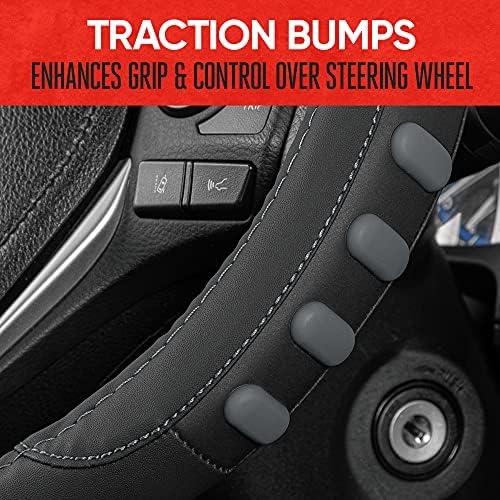 imageMotor Trend FlexGrip Red Steering Wheel Cover for Cars  Standard 15 inch Car Steering Wheel Cover Red and Black Steering Wheel Protector for Auto Truck Van SUVGray Grip