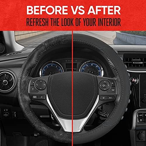 imageMotor Trend FlexGrip Red Steering Wheel Cover for Cars  Standard 15 inch Car Steering Wheel Cover Red and Black Steering Wheel Protector for Auto Truck Van SUVGray Grip