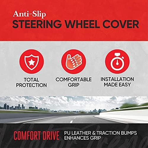 imageMotor Trend FlexGrip Red Steering Wheel Cover for Cars  Standard 15 inch Car Steering Wheel Cover Red and Black Steering Wheel Protector for Auto Truck Van SUVGray Grip