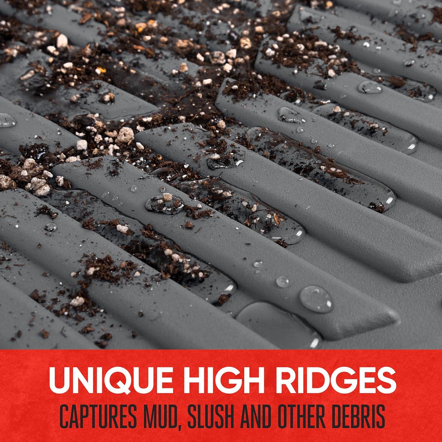 imageMotor Trend FlexTough 4Piece Heavy Duty Floor Mats for Cars Trucks SUVs Automotive Floor Mats Car Mats Full Set Front Rear ampamp Cargo TrimToFit SemiCustom Deep Dish All Weather Rubber Mats  BlackGray