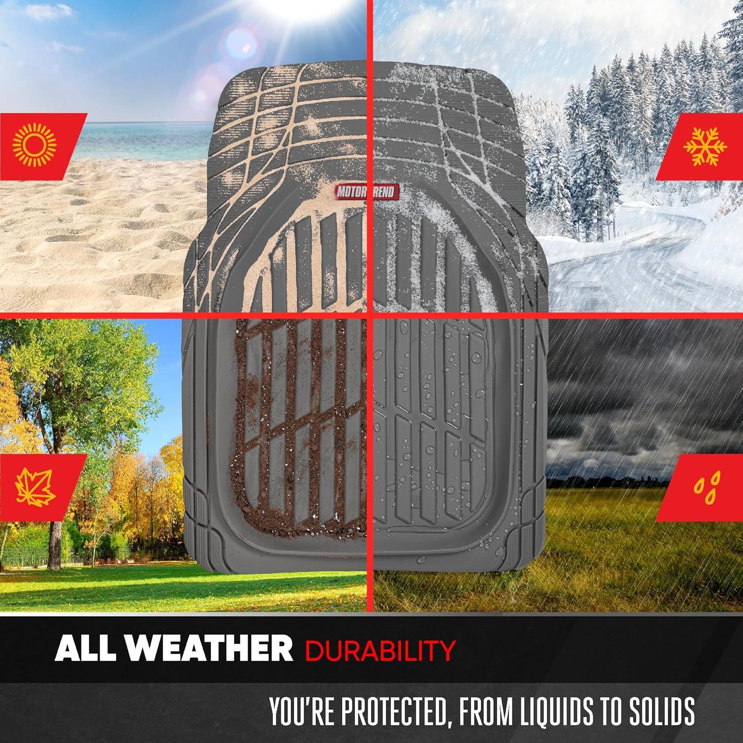 imageMotor Trend FlexTough 4Piece Heavy Duty Floor Mats for Cars Trucks SUVs Automotive Floor Mats Car Mats Full Set Front Rear ampamp Cargo TrimToFit SemiCustom Deep Dish All Weather Rubber Mats  BlackGray