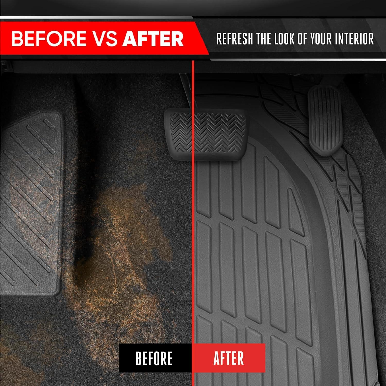 imageMotor Trend FlexTough 4Piece Heavy Duty Floor Mats for Cars Trucks SUVs Automotive Floor Mats Car Mats Full Set Front Rear ampamp Cargo TrimToFit SemiCustom Deep Dish All Weather Rubber Mats  BlackGray