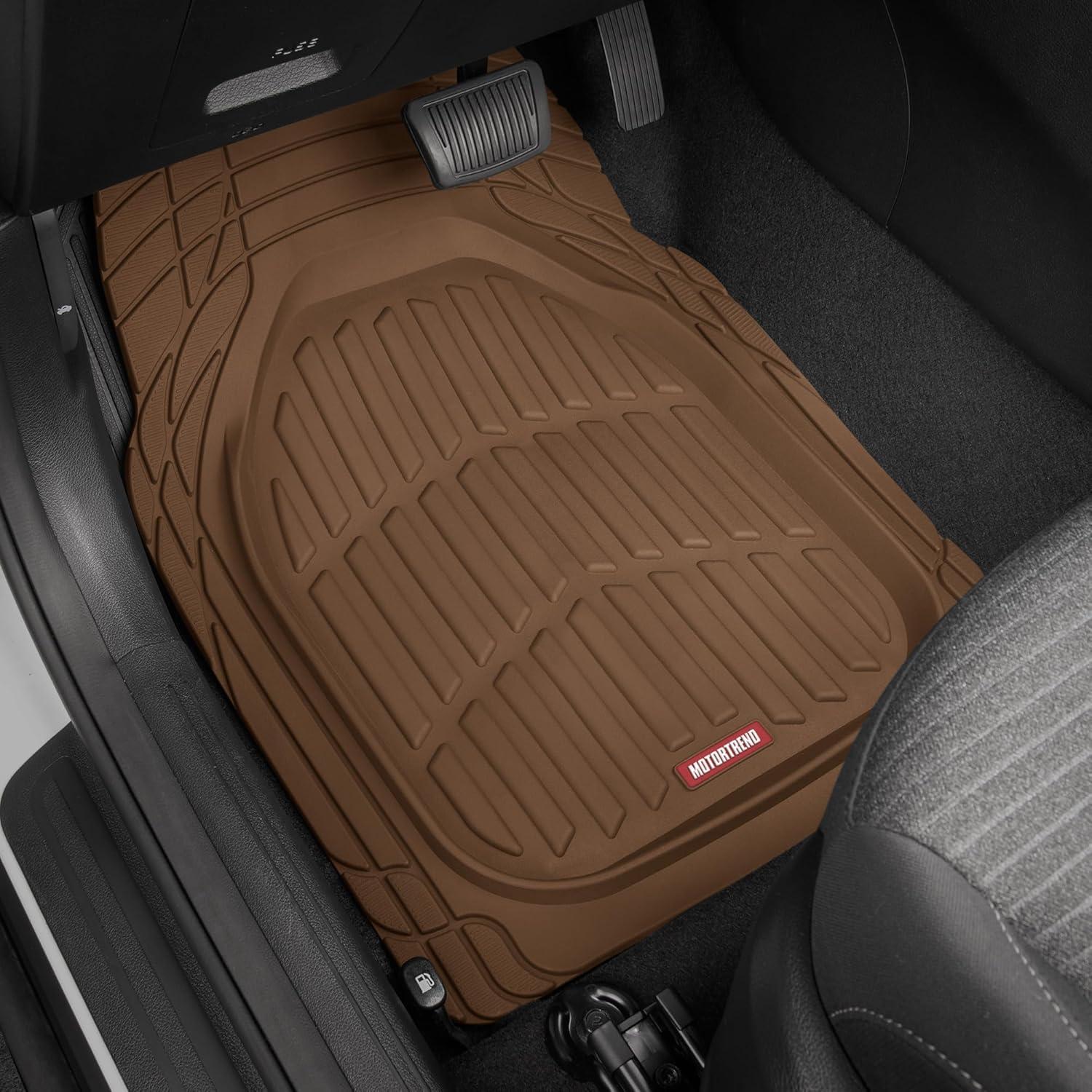 imageMotor Trend FlexTough Floor Mats for Cars Blue Deep Dish AllWeather Car Mats Waterproof Trimto Fit Automotive Floor Mats for Cars Trucks SUV Universal Floor Liner Car AccessoriesBrown