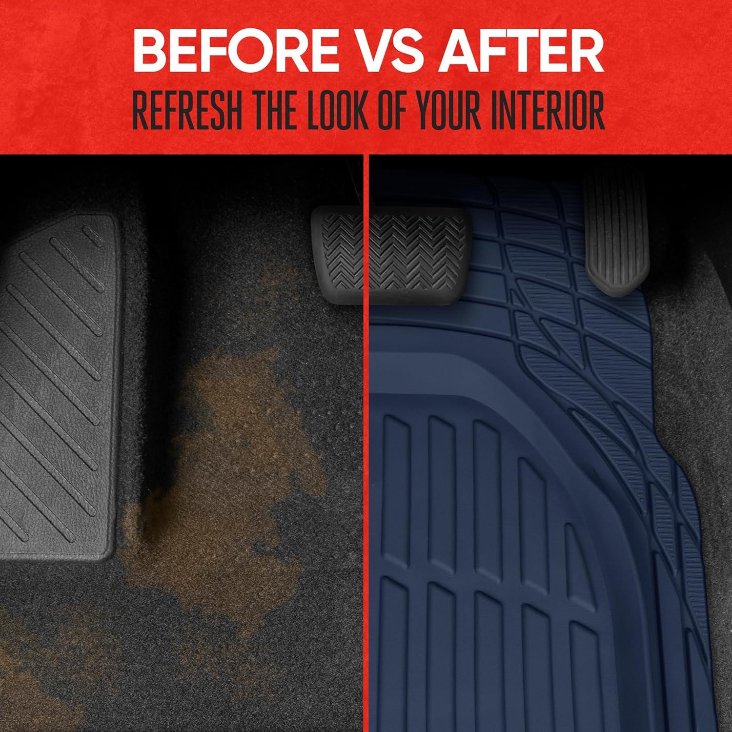 imageMotor Trend FlexTough Floor Mats for Cars Blue Deep Dish AllWeather Car Mats Waterproof Trimto Fit Automotive Floor Mats for Cars Trucks SUV Universal Floor Liner Car AccessoriesCobalt Blue