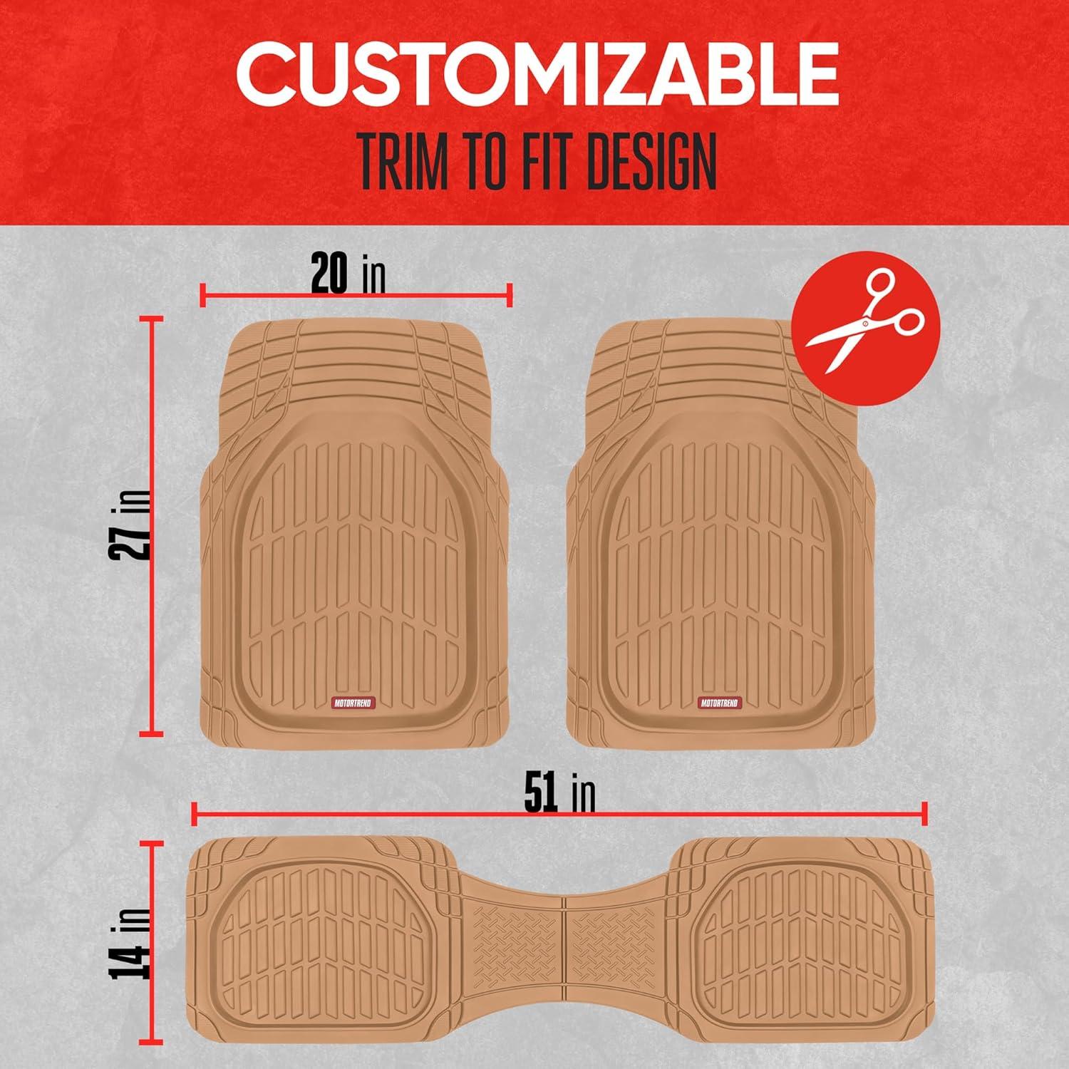 imageMotor Trend FlexTough Floor Mats for Cars Blue Deep Dish AllWeather Car Mats Waterproof Trimto Fit Automotive Floor Mats for Cars Trucks SUV Universal Floor Liner Car AccessoriesBeige