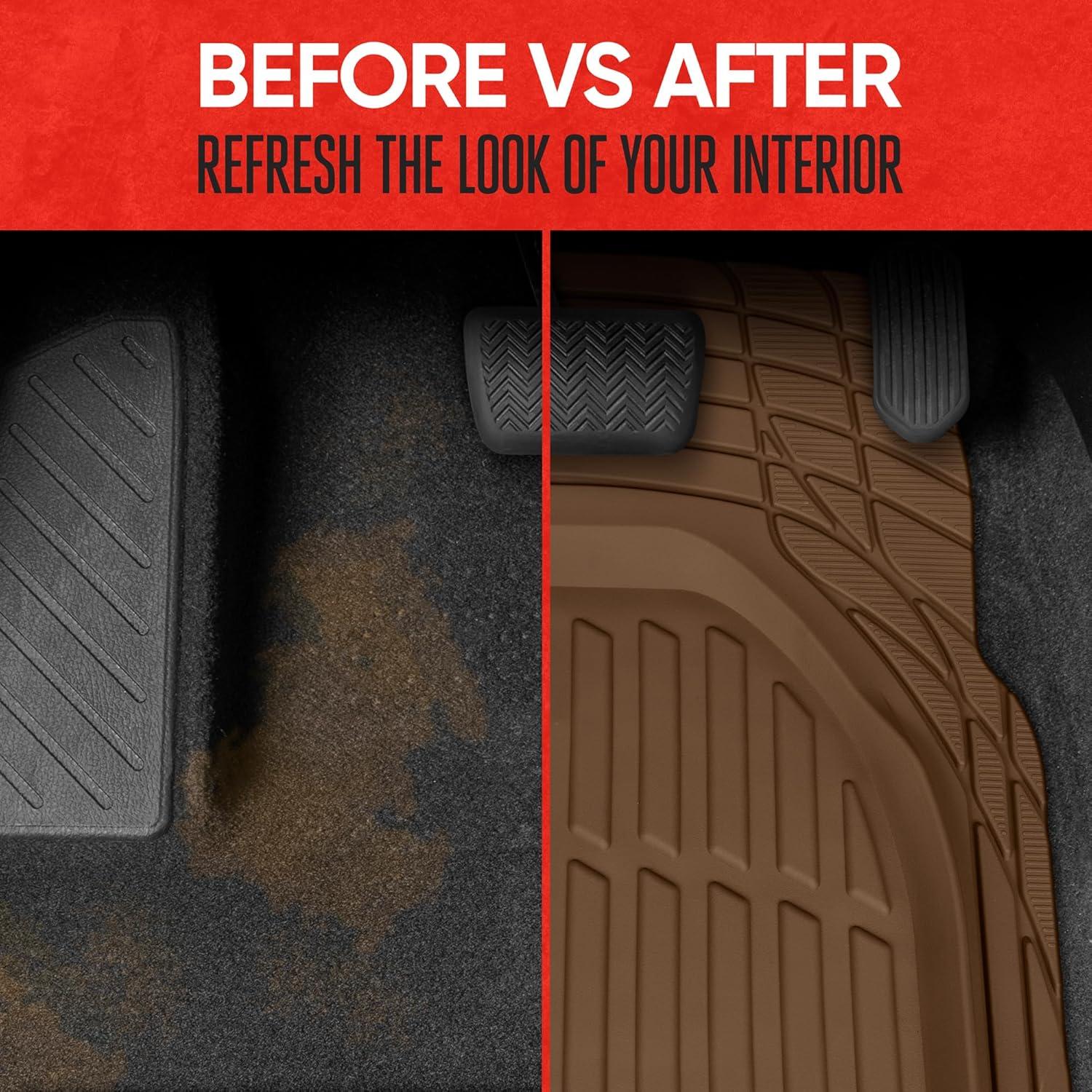 imageMotor Trend FlexTough Floor Mats for Cars Blue Deep Dish AllWeather Car Mats Waterproof Trimto Fit Automotive Floor Mats for Cars Trucks SUV Universal Floor Liner Car AccessoriesBrown