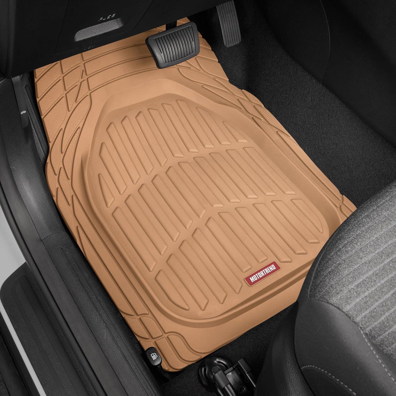 imageMotor Trend FlexTough Floor Mats for Cars Blue Deep Dish AllWeather Car Mats Waterproof Trimto Fit Automotive Floor Mats for Cars Trucks SUV Universal Floor Liner Car AccessoriesBeige