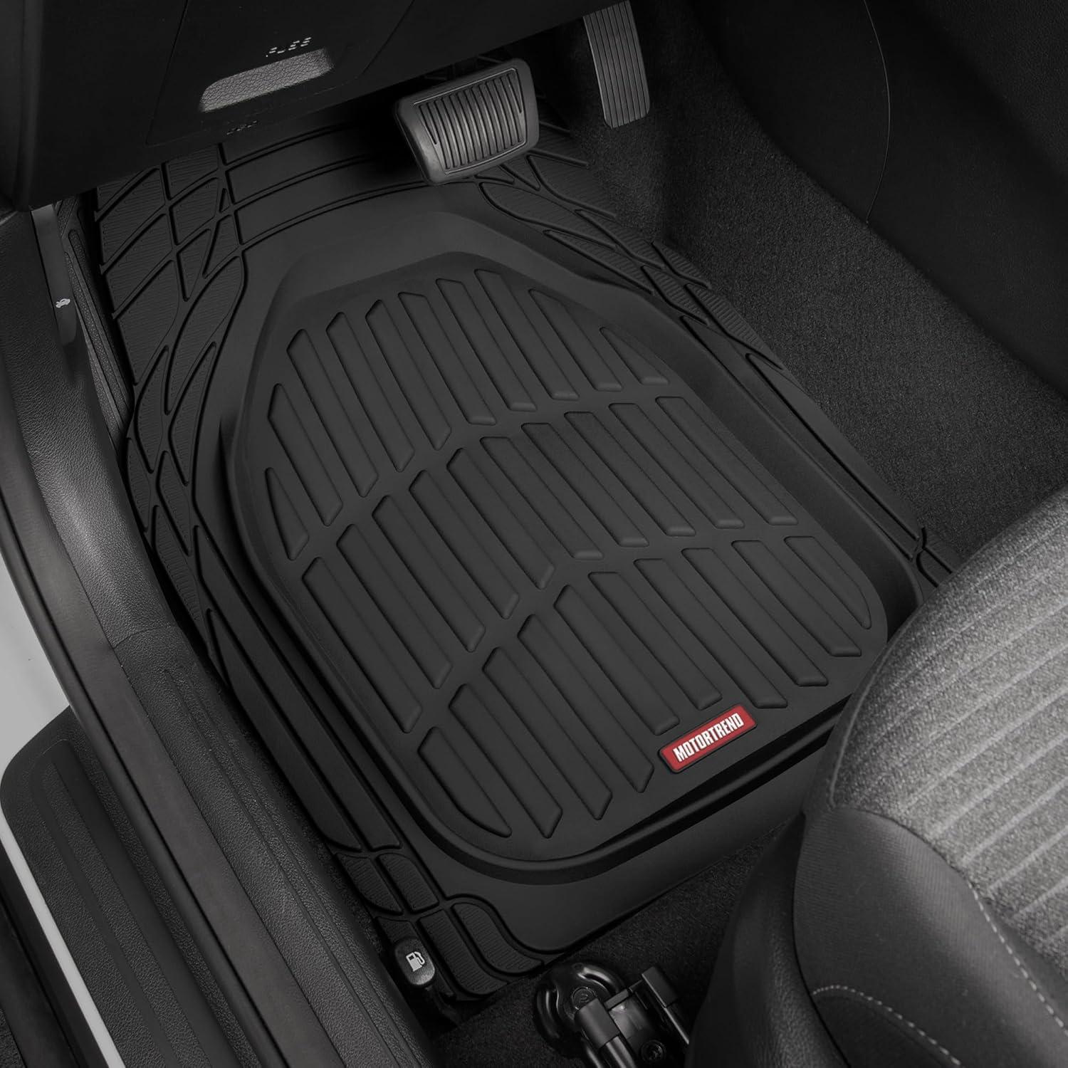 imageMotor Trend FlexTough Floor Mats for Cars Blue Deep Dish AllWeather Car Mats Waterproof Trimto Fit Automotive Floor Mats for Cars Trucks SUV Universal Floor Liner Car AccessoriesBlack