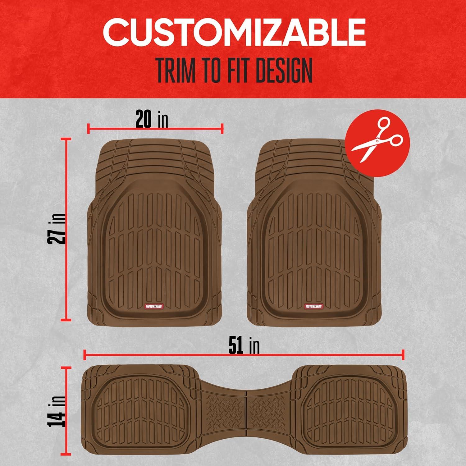 imageMotor Trend FlexTough Floor Mats for Cars Blue Deep Dish AllWeather Car Mats Waterproof Trimto Fit Automotive Floor Mats for Cars Trucks SUV Universal Floor Liner Car AccessoriesBrown