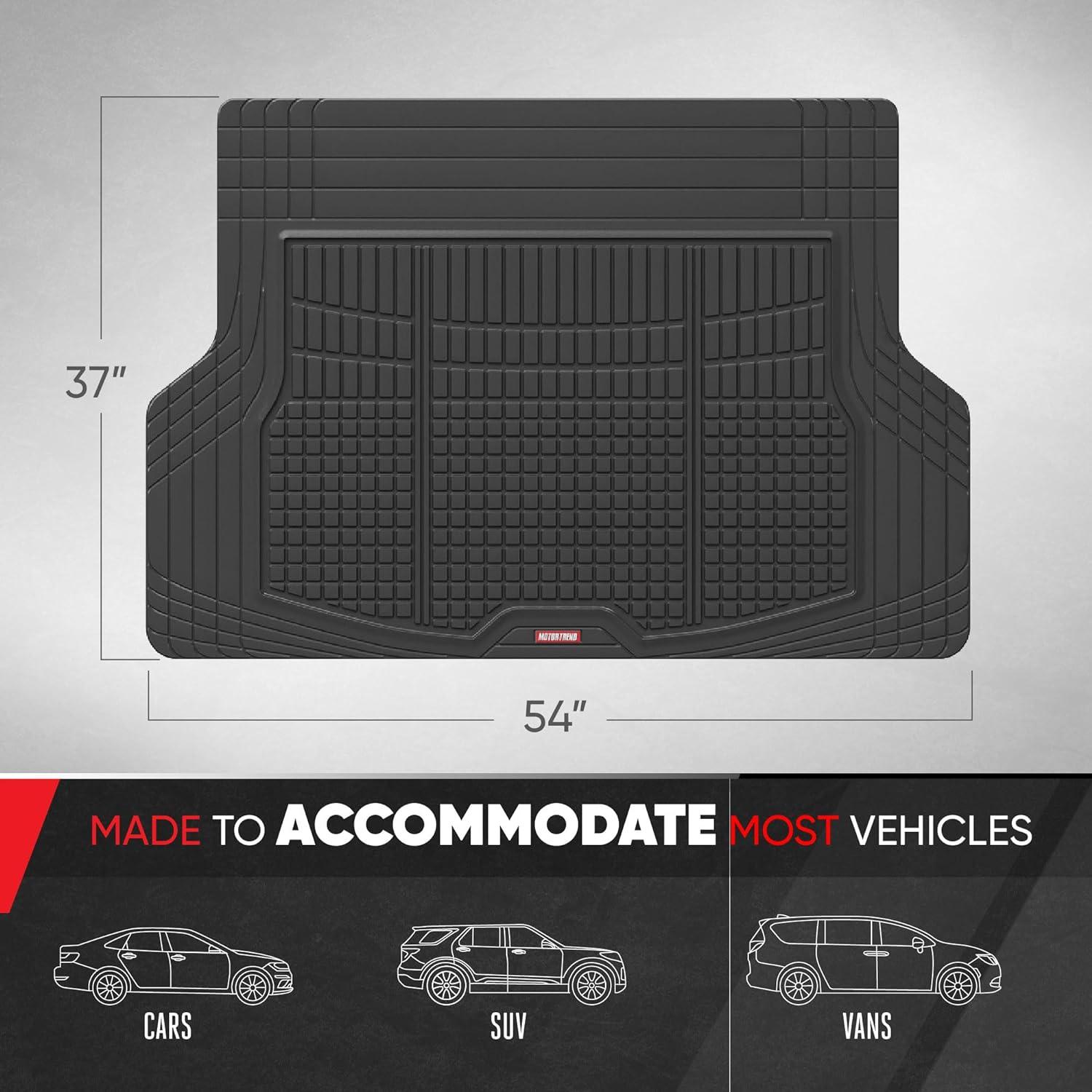 imageMotor Trend FlexTough Rear Cargo Mat  HeavyDuty Trimmable Car Trunk Mat for Back of SUV Universal Rear Cargo Liner for SUV Flexible Trunk Liner Automotive Floor Mats ampamp Cargo Liners GrayBlack