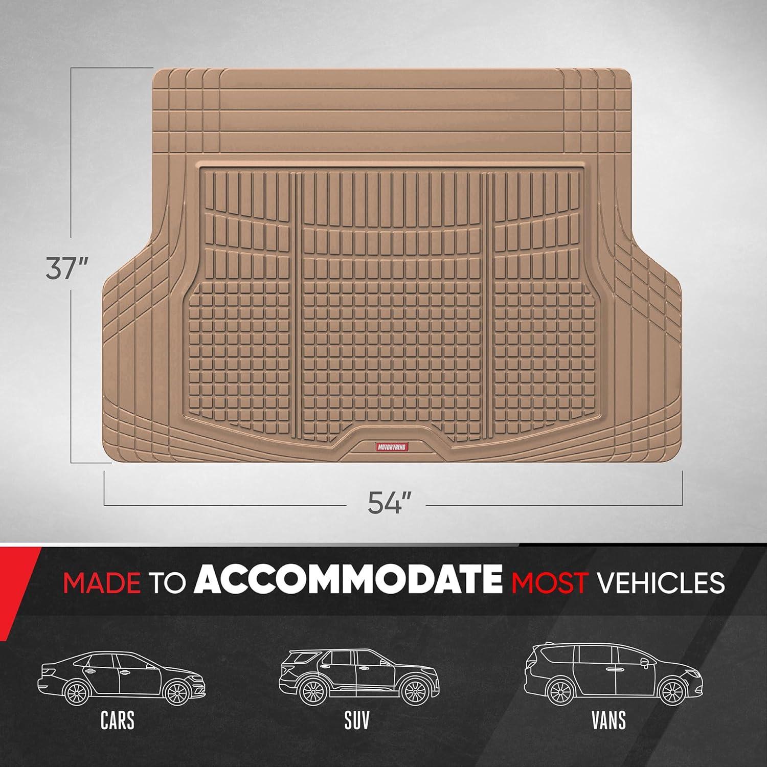 imageMotor Trend FlexTough Rear Cargo Mat  HeavyDuty Trimmable Car Trunk Mat for Back of SUV Universal Rear Cargo Liner for SUV Flexible Trunk Liner Automotive Floor Mats ampamp Cargo Liners GrayBeige