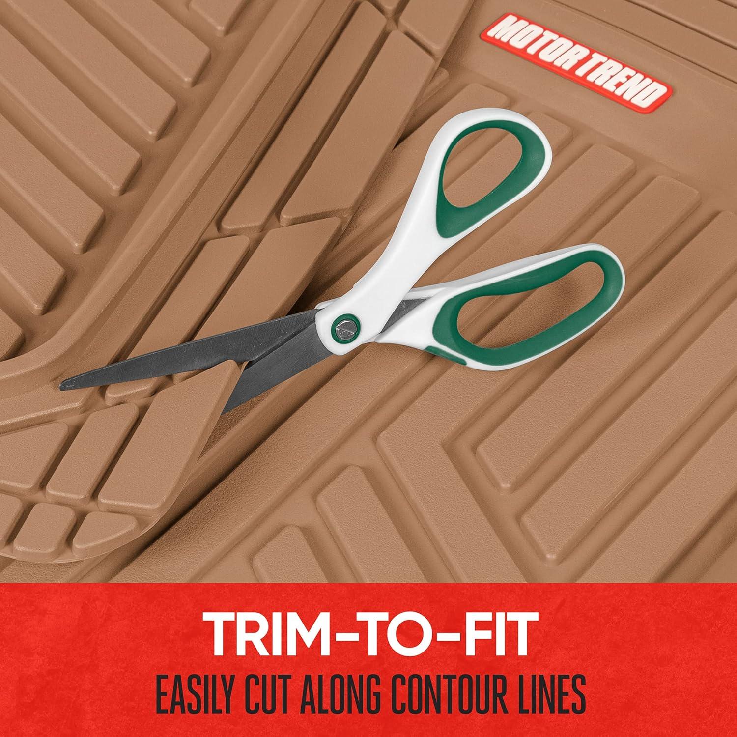 imageMotor Trend FlexToughXL Floor Mats for Cars Full Set AllWeather Rubber Automotive Floor Mats Waterproof Heavy Duty Car Mats Flexible Floor Liners for Car Truck Van SUV Car Floor Mats Beige