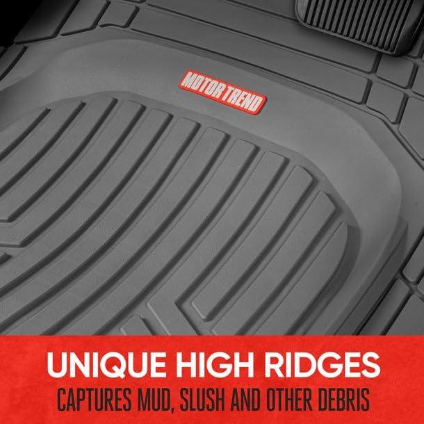 imageMotor Trend FlexToughXL Floor Mats for Cars Full Set AllWeather Rubber Automotive Floor Mats Waterproof Heavy Duty Car Mats Flexible Floor Liners for Car Truck Van SUV Car Floor Mats Gray