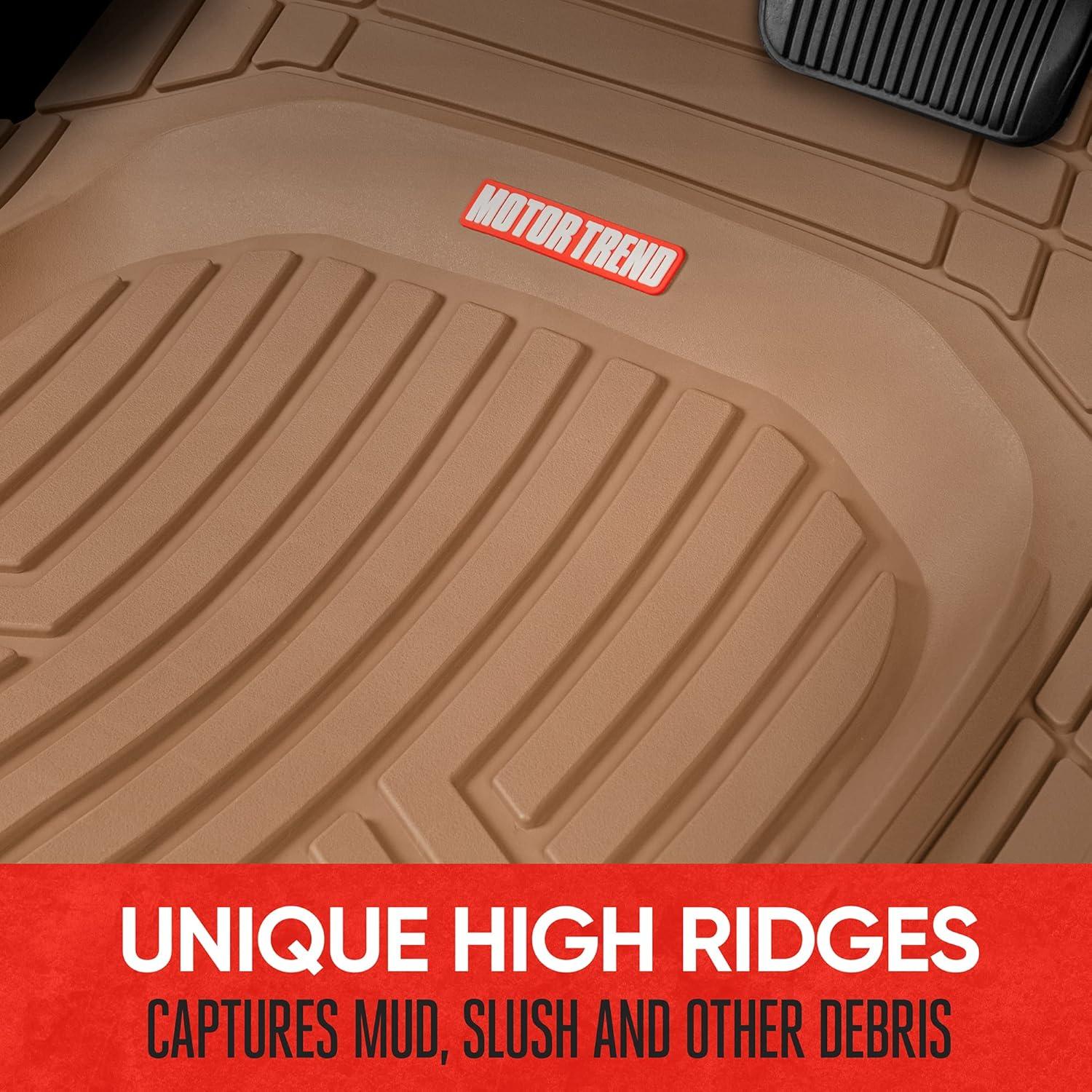 imageMotor Trend FlexToughXL Floor Mats for Cars Full Set AllWeather Rubber Automotive Floor Mats Waterproof Heavy Duty Car Mats Flexible Floor Liners for Car Truck Van SUV Car Floor Mats Beige