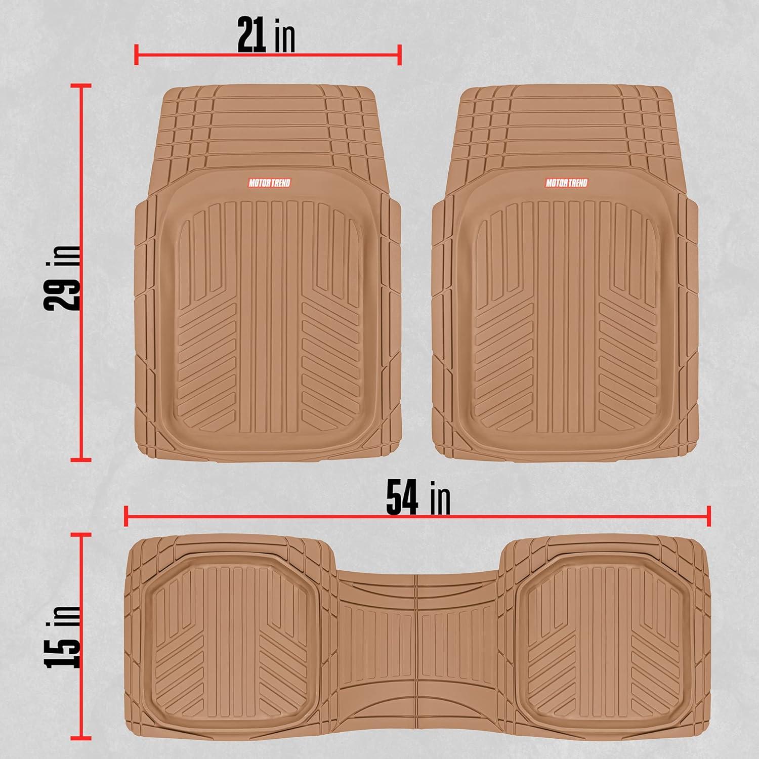 imageMotor Trend FlexToughXL Floor Mats for Cars Full Set AllWeather Rubber Automotive Floor Mats Waterproof Heavy Duty Car Mats Flexible Floor Liners for Car Truck Van SUV Car Floor Mats Beige