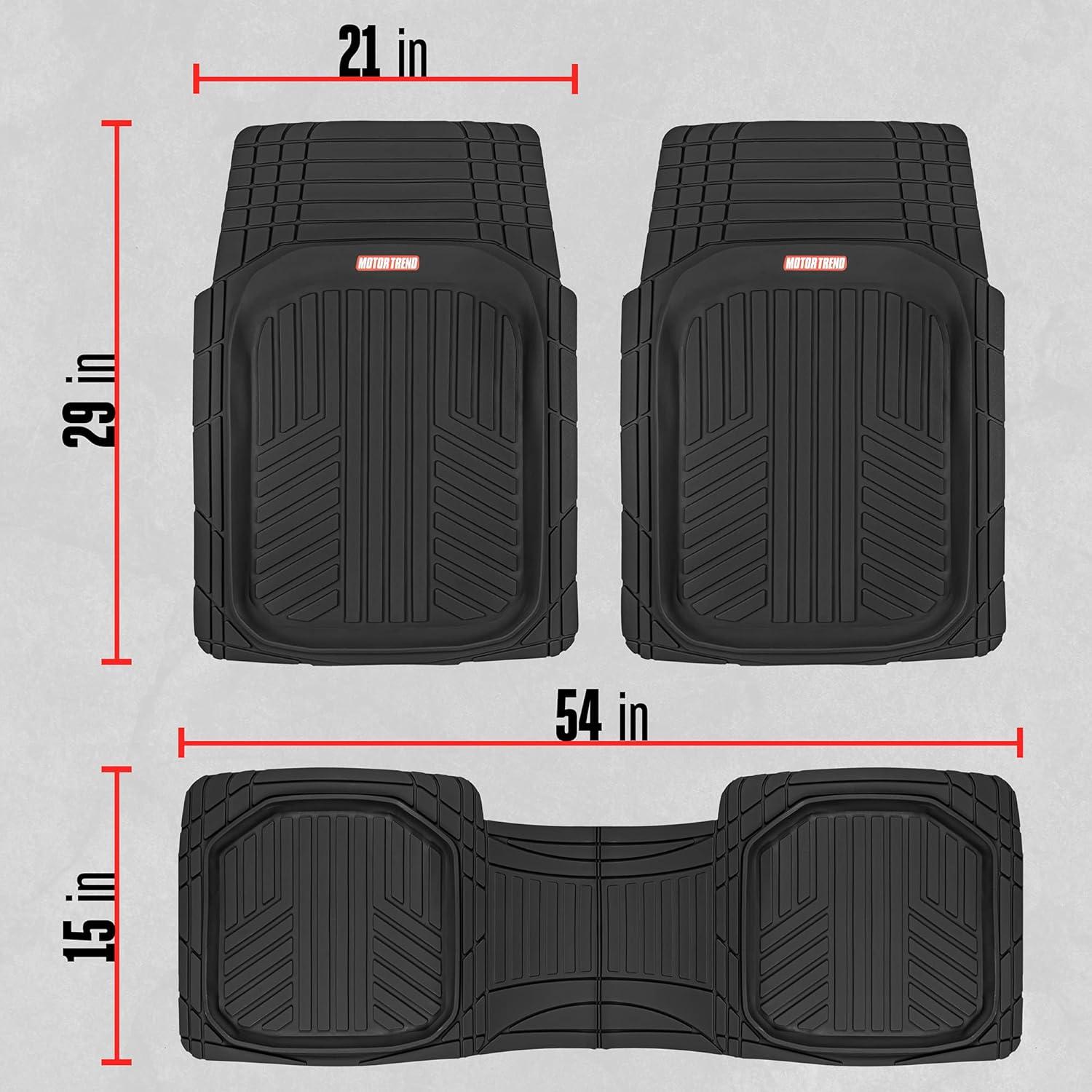 imageMotor Trend FlexToughXL Floor Mats for Cars Full Set AllWeather Rubber Automotive Floor Mats Waterproof Heavy Duty Car Mats Flexible Floor Liners for Car Truck Van SUV Car Floor Mats Black