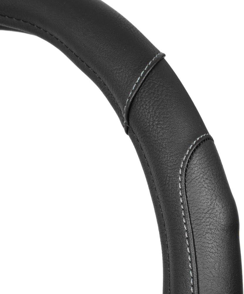 imageMotor Trend GripDrive Faux Black Leather Steering Wheel Cover for Car Truck Van SUV Small 14 inch Size Gray Accent Stitched Car Steering Wheel Cover Vehicle ampamp Auto AccessoriesBlack  Gray Accent Stitching