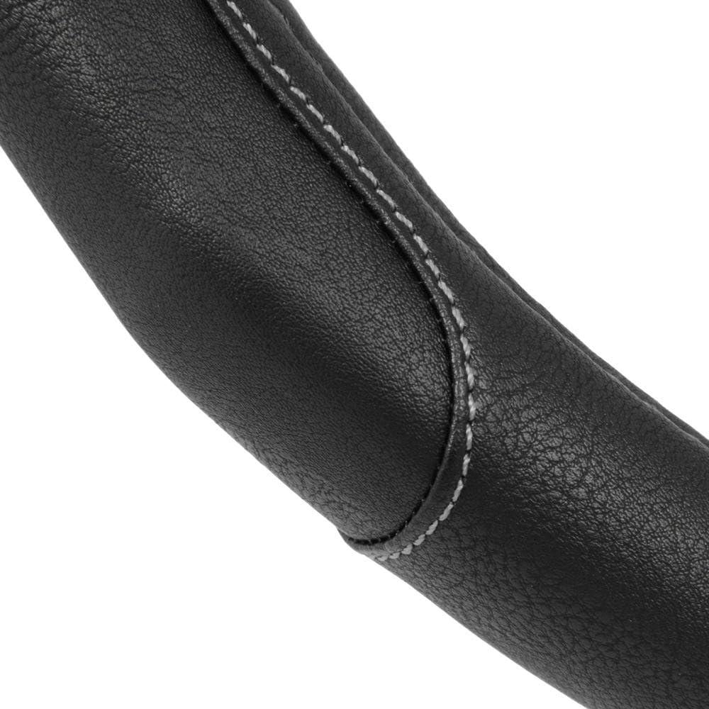 imageMotor Trend GripDrive Faux Black Leather Steering Wheel Cover for Car Truck Van SUV Small 14 inch Size Gray Accent Stitched Car Steering Wheel Cover Vehicle ampamp Auto AccessoriesBlack  Gray Accent Stitching