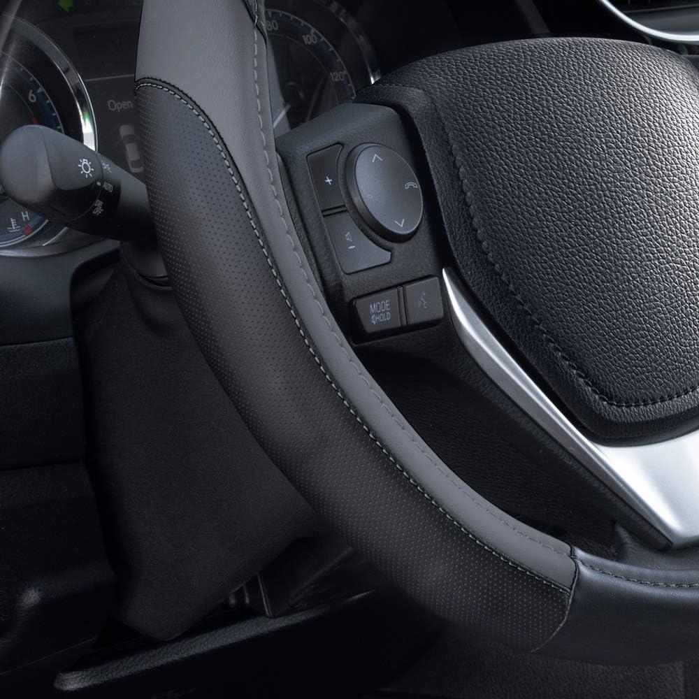 imageMotor Trend GripPlus Black Carbon Fiber Steering Wheel Cover Standard 15 inch Size Advanced Traction Grip Car Steering Wheel Cover for Truck Van SUV AutoDark Gray Sport Drive